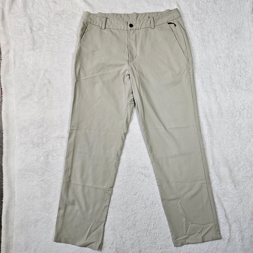 Lululemon Men’s Khaki Chino Pants Size 36 Stretch Pockets Flat Front Straight